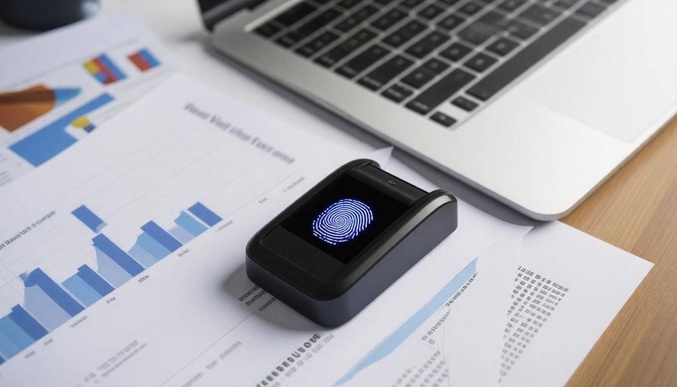 Biometric scanner on desk